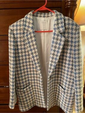 Sandro Blue and Cream Tweed Jacket